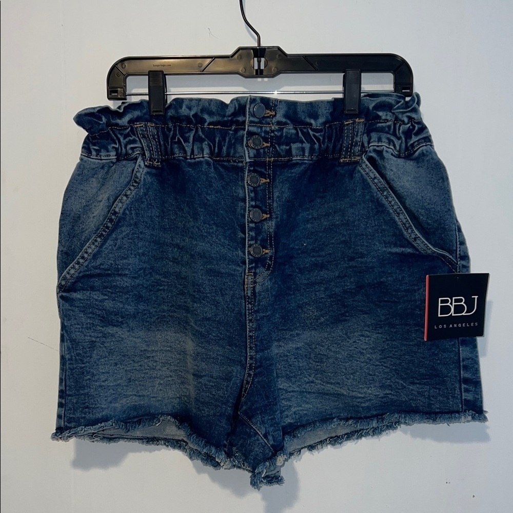 NWT BBJ Boom Boom Jeans Los Angeles Women's Blue Denim Shorts XL Button Fly C11